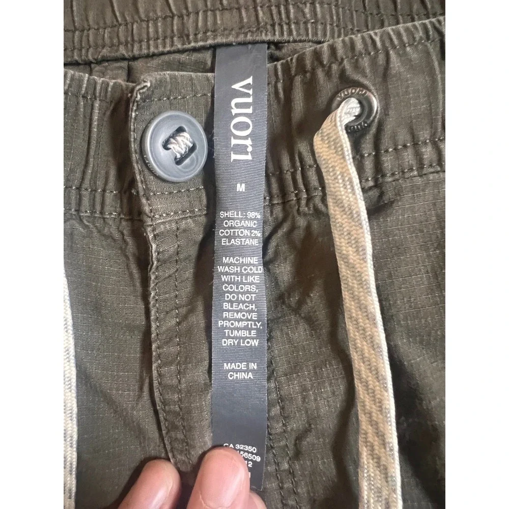 Vuori Ripstop Climber Pants Mens Medium Charcoal Green Organic Cotton Stretch
